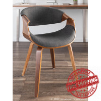 Lumisource CH-CRVNL WLCHAR Curvo Mid-Century Modern Dining/Accent Chair in Walnut and Charcoal Fabric